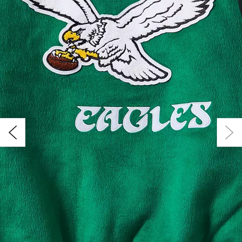 Mitchell & Ness Green and Gray Philadelphia Eagles Varsity Jacket - Picture 7 of 15